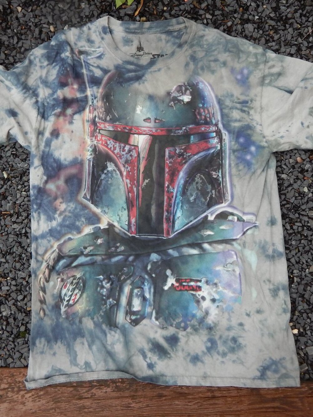 Disney Star Wars Boba Fett Tie Dye T-Shirt All Over Graphic Print Size Large Tee